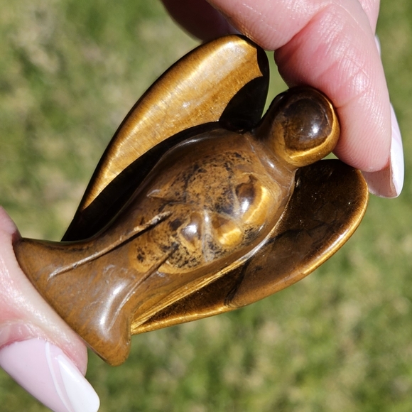 Tigers Eye Angel Carving 2" - Picture 2 of 3